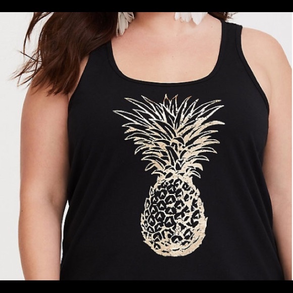 torrid Tops - Torrid Black Metallic Pineapple Tank
